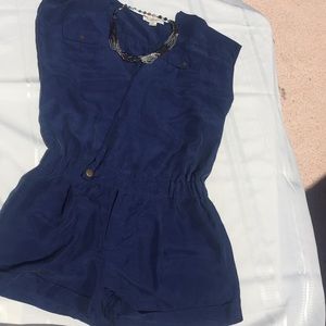 Navy silk romper
